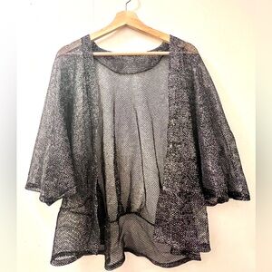 See-through Knit Woven Metallic Cover Up
